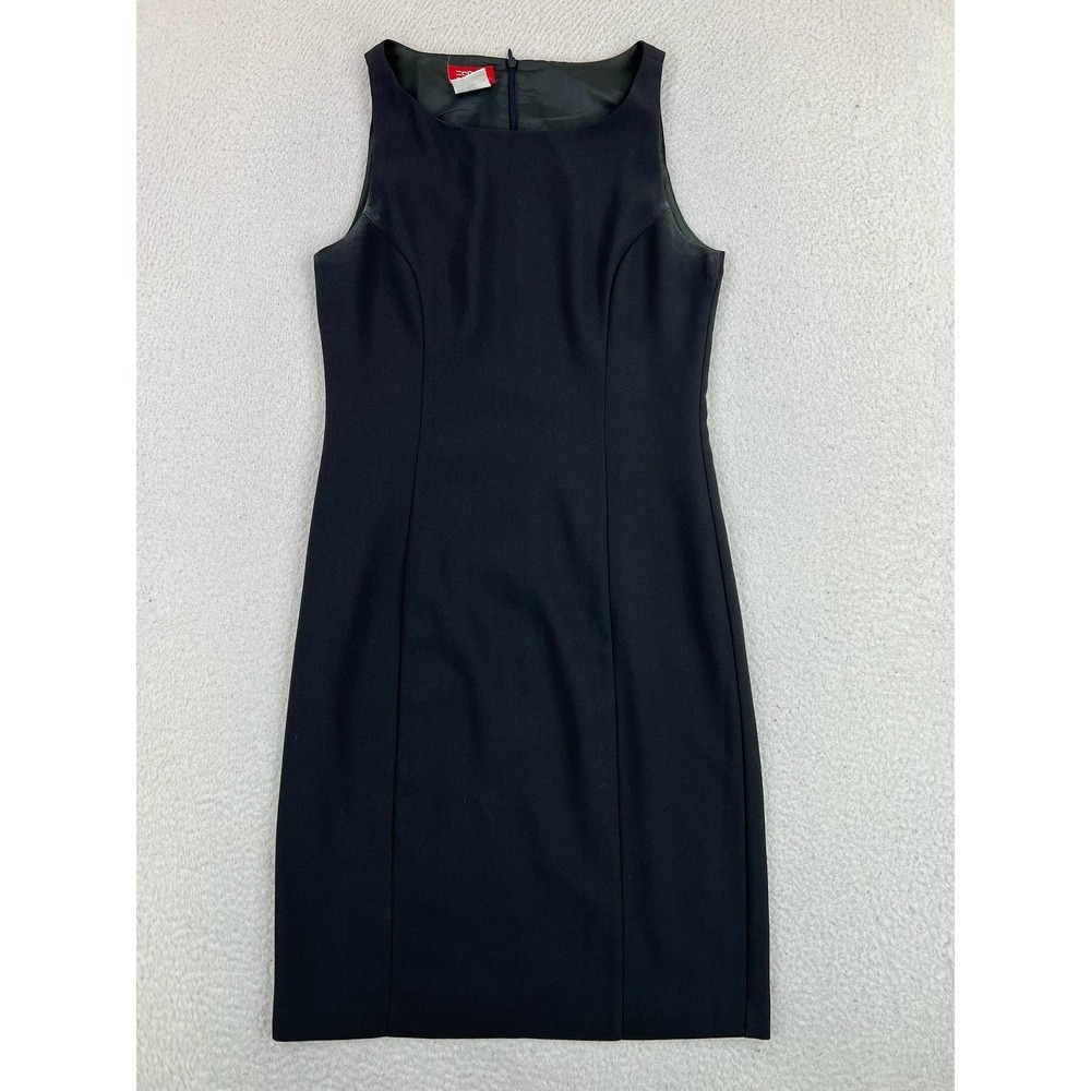 Esprit Dress Juniors 7/8 Black Sleeveless Sheath Boat Neck Knee Length Work